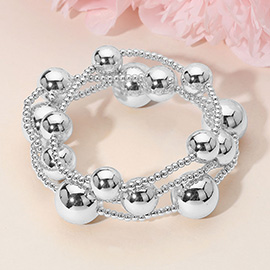 3PCS - Bold Metal Ball Beaded Stretch Multi Layered Bracelets