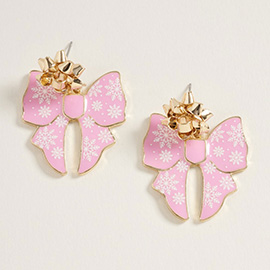 Festive Holiday Bow Dangle Earrings