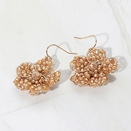 Beaded Flower Dangle Earrings