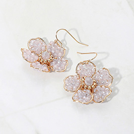 Beaded Flower Dangle Earrings