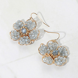 Beaded Flower Dangle Earrings