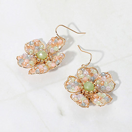 Beaded Flower Dangle Earrings