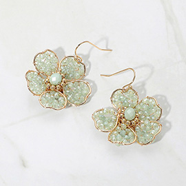 Beaded Flower Dangle Earrings