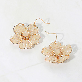 Beaded Flower Dangle Earrings