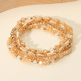 5PCS - Mixed Beaded Stretch Multi Layered Bracelets