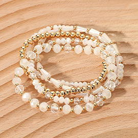 5PCS - Mixed Beaded Stretch Multi Layered Bracelets