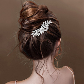 CZ Stone Paved Floral Leaf Vine Hair Comb