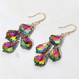 Faceted Teardrop Stone Cluster Link Drop Dangle Evening Earrings