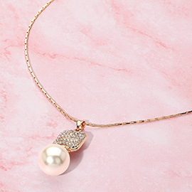 Gold Dipped Pearl Pendant Necklace