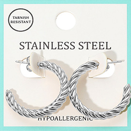 Stainless Steel Twist Hoop Earrings