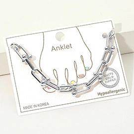 White Gold Dipped Industrial Chain Anklet