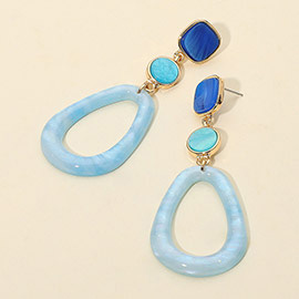 Chunky Sparkly Open Teardrop Hoop Link Drop Earrings