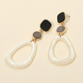 Chunky Sparkly Open Teardrop Hoop Link Drop Earrings