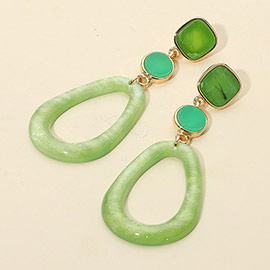 Chunky Sparkly Open Teardrop Hoop Link Drop Earrings