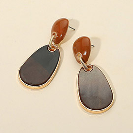 Glossy Finish Patterned Teardrop Link Drop Earrings
