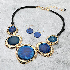 Chunky Sparkled Celluloid Acetate Round Plate Link Statement Necklace