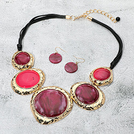 Chunky Sparkled Celluloid Acetate Round Plate Link Statement Necklace