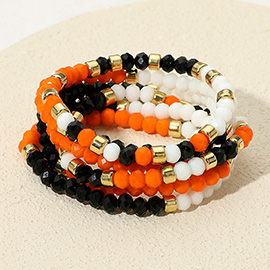 6PCS - Halloween Faceted Beaded Stretch Multi Layered Bracelets
