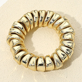 Chunky Textured Organic Nugget Metal Beaded Stretch Bracelet