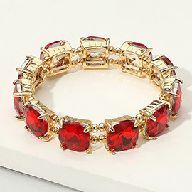 Cushion Square Stone Stretch Evening Bracelet