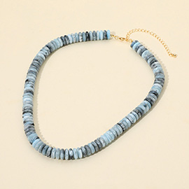Flat Resin Disc Beaded Necklace