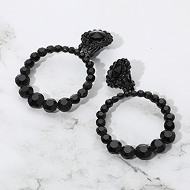 Round Faceted Stone Ring Dangle Evening Clip On Earrings