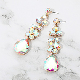 Teardrop Stone Cluster Drop Evening Earrings