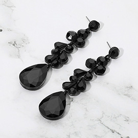 Teardrop Stone Cluster Drop Evening Earrings
