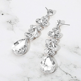 Teardrop Stone Cluster Drop Evening Earrings