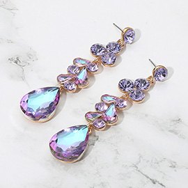 Teardrop Stone Cluster Drop Evening Earrings