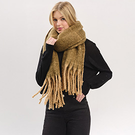 Oversized Ombre Long Fringe Knit Scarf