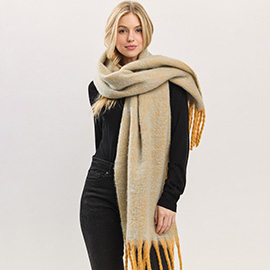 Oversized Ombre Long Fringe Knit Scarf