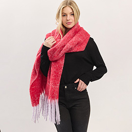 Oversized Ombre Long Fringe Knit Scarf