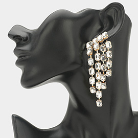 Rectangular Stone Cluster Drop Chandelier Statement Evening Earrings