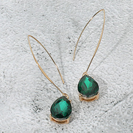 Teardrop Stone Cluster Long Drop Earrings