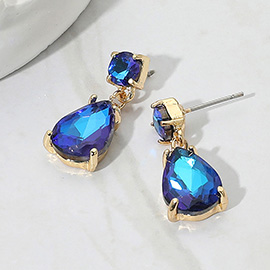 Teardrop Stone Cluster Dangle Earrings