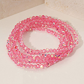 5PCS - Sparkling Faceted Beaded Stackable Stretch Multi Layered Bracelet