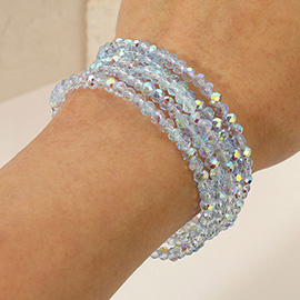 5PCS - Sparkling Faceted Beaded Stackable Stretch Multi Layered Bracelet