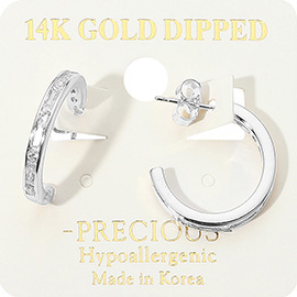 14K Gold Dipped Hypoallergenic Sparkling CZ Stone Accent Hoop Earrings