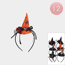 12PCS - Decorative Halloween Witch Hat Headbands