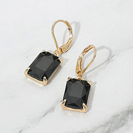 Rectangular Gemstone Drop Dangle Earrings