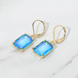 Rectangular Gemstone Drop Dangle Earrings