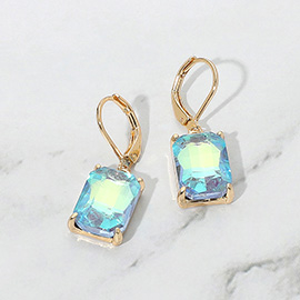 Rectangular Gemstone Drop Dangle Earrings