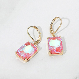 Rectangular Gemstone Drop Dangle Earrings