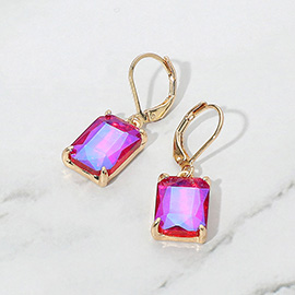 Rectangular Gemstone Drop Dangle Earrings