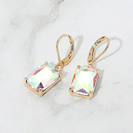 Rectangular Gemstone Drop Dangle Earrings