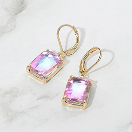 Rectangular Gemstone Drop Dangle Earrings