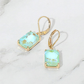 Rectangular Gemstone Drop Dangle Earrings