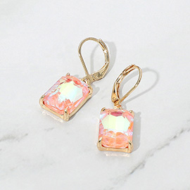 Rectangular Gemstone Drop Dangle Earrings