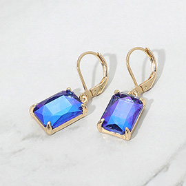 Rectangular Gemstone Drop Dangle Earrings